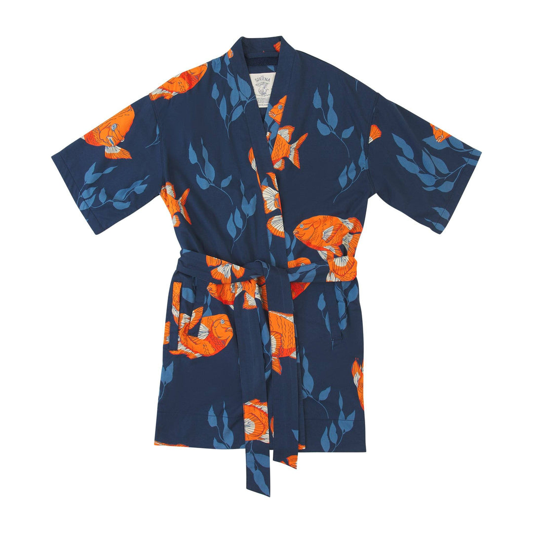 Women’s La Sirena Robe - Garibaldi Fish, Farallon Navy