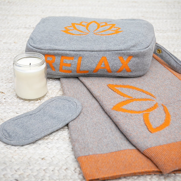 Lotus Relax Organic Cotton Travel Blanket and Eye Mask Set