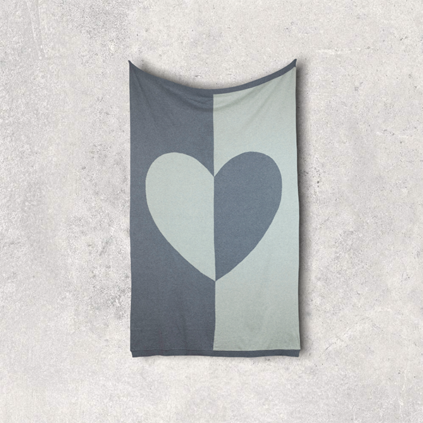 Dual Hearty Heart Organic Cotton Travel Blanket and Eye Mask Set