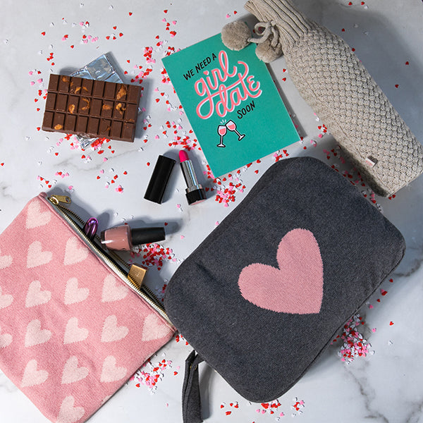 Hearts Reversible Organic Cotton Travel Blanket and Eye Mask Set