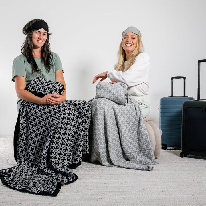 Chains Organic Cotton Travel Blanket and Eye Mask Set
