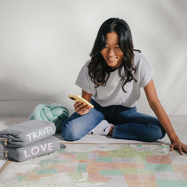Words Love Organic Cotton Travel Blanket and Eye Mask Set