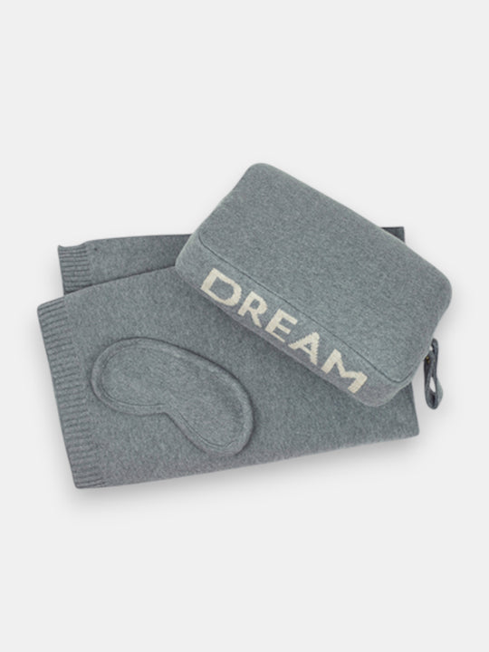 Words Dream Organic Cotton Travel Blanket and Eye Mask Set
