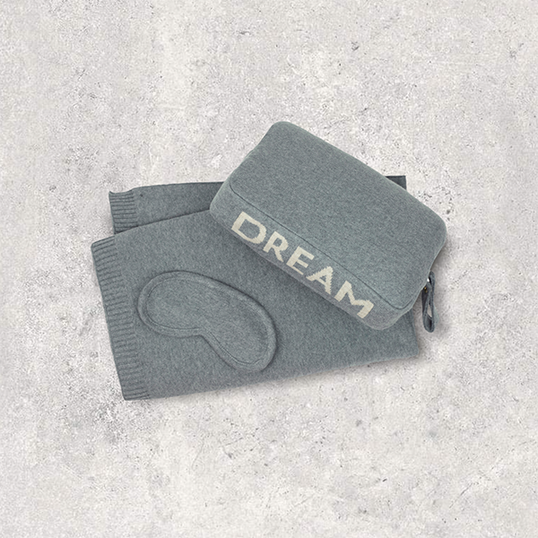 Words Dream Organic Cotton Travel Blanket and Eye Mask Set