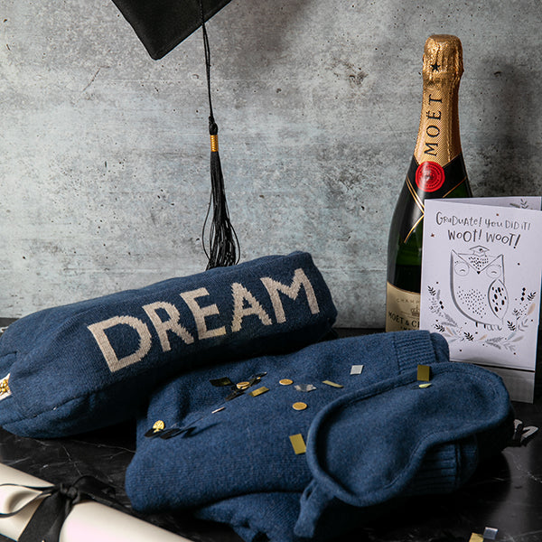 Words Dream Organic Cotton Travel Blanket and Eye Mask Set
