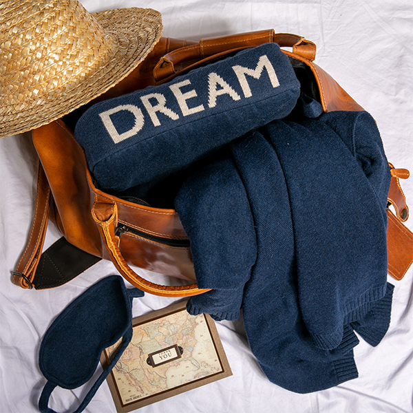 Words Dream Organic Cotton Travel Blanket and Eye Mask Set