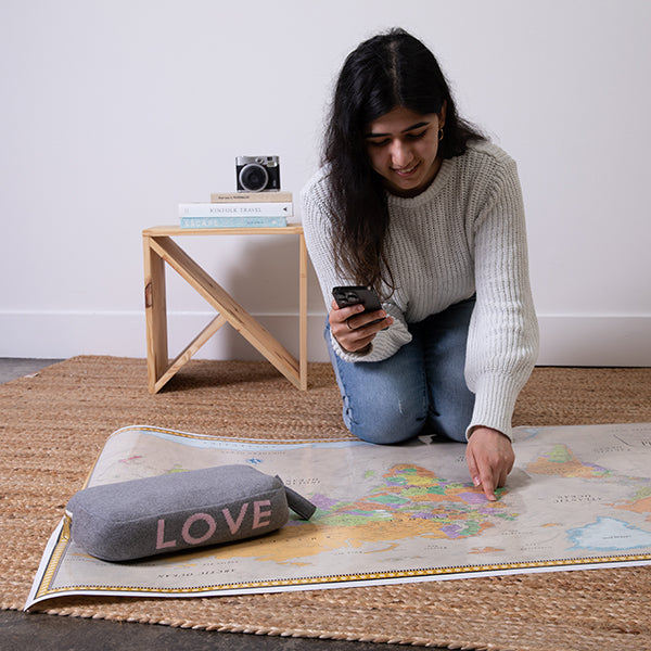 Words Love Organic Cotton Travel Blanket and Eye Mask Set