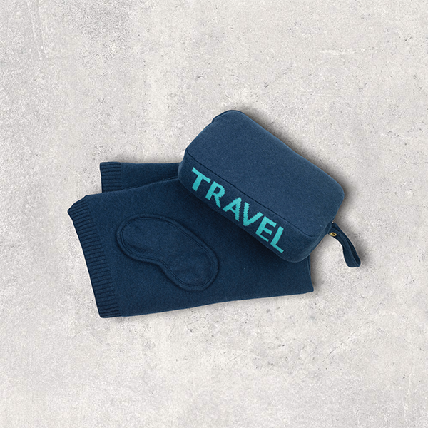 Words Travel Organic Cotton Travel Blanket and Eye Mask Set
