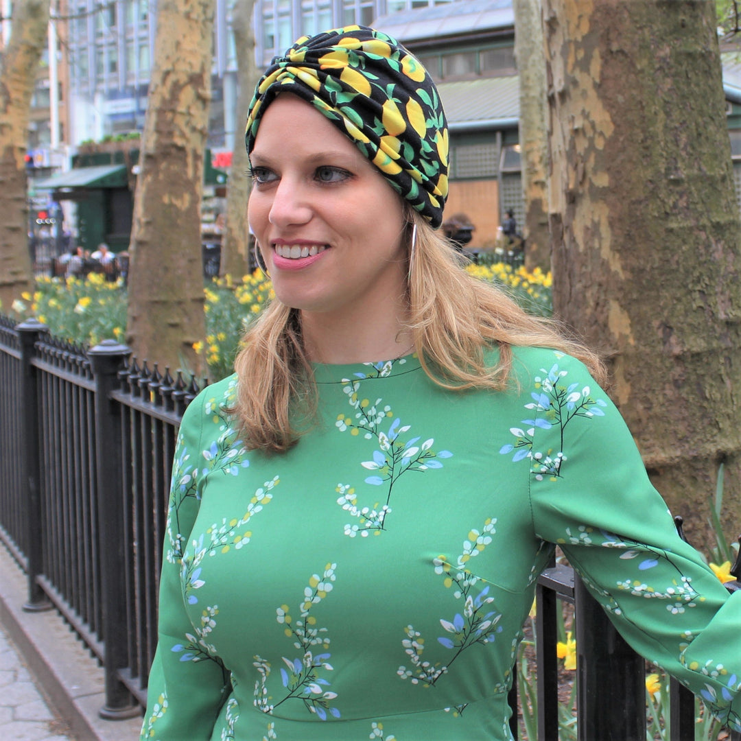 CRT - Lemon Print Loop Cotton Turban