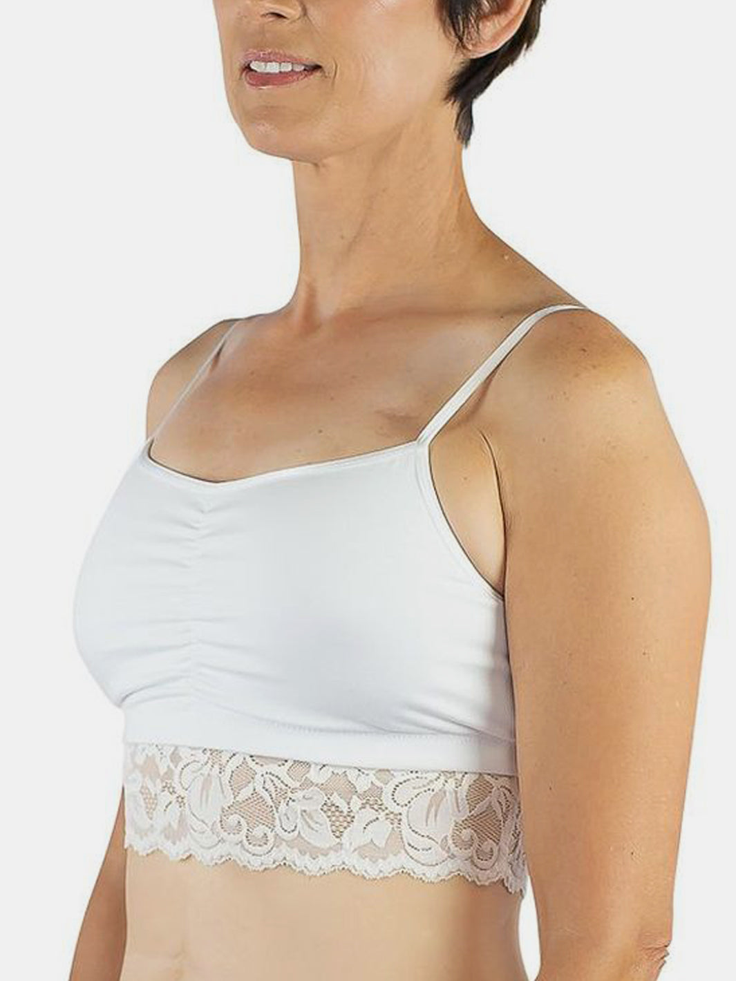 Astrid Jersey Bralette with Lace, White – Stage